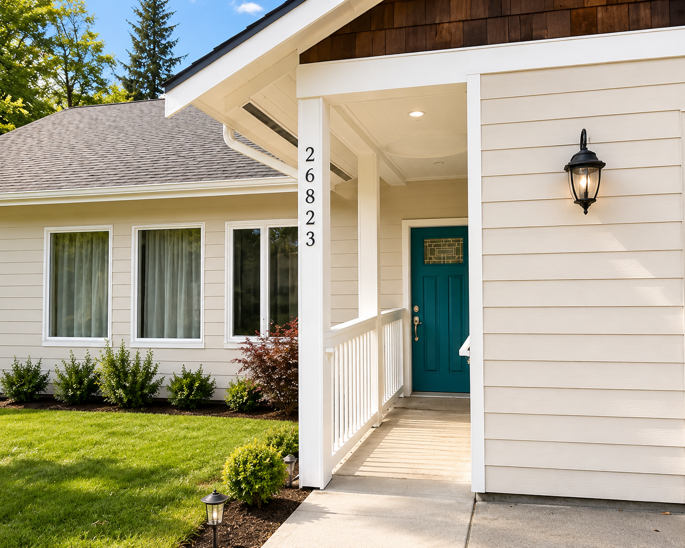 Front entrance at Lake Meridian Adult Family Home for private tours and family visits in Kent Washington.