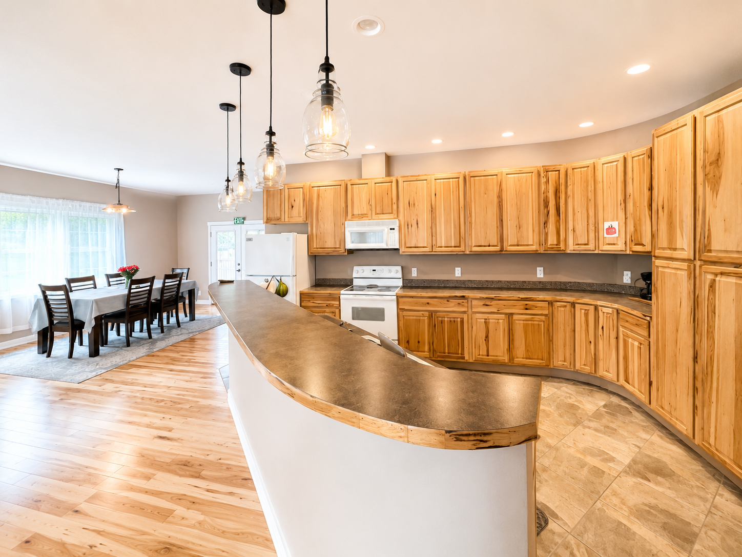 Open kitchen supporting home style meal preparation at Lake Meridian Adult Family Home in Kent Washington.